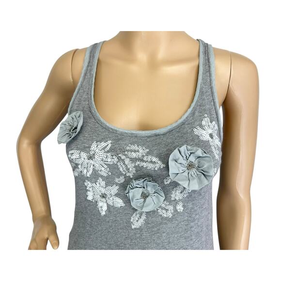 Vintage Y2K Abercrombie & Fitch Long Tank Top Gray Racerback Embellished Size XS - Picture 7 of 12